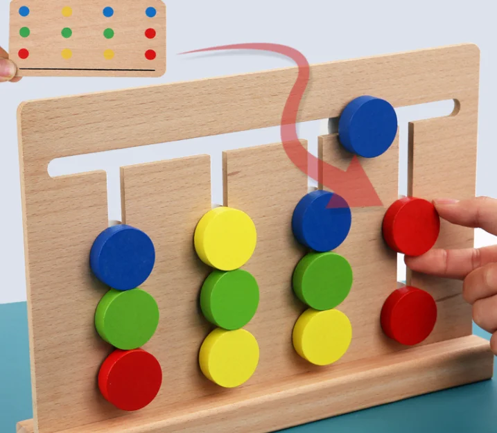 Hot sale Wooden Wooden toy four color game Wooden color cognitive toys Wooden color matching game for kids
