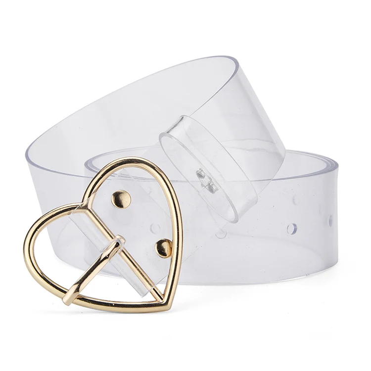 Manufacturer made lover heart zinc alloy buckle belt high quality durable white pvc belt