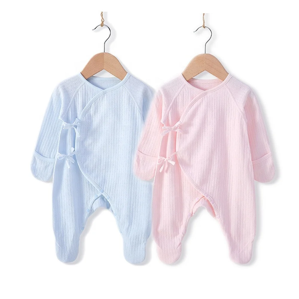 Wholesale custom kimono style baby 2-pack cotton footed sleep and play rompers baby sleep romper