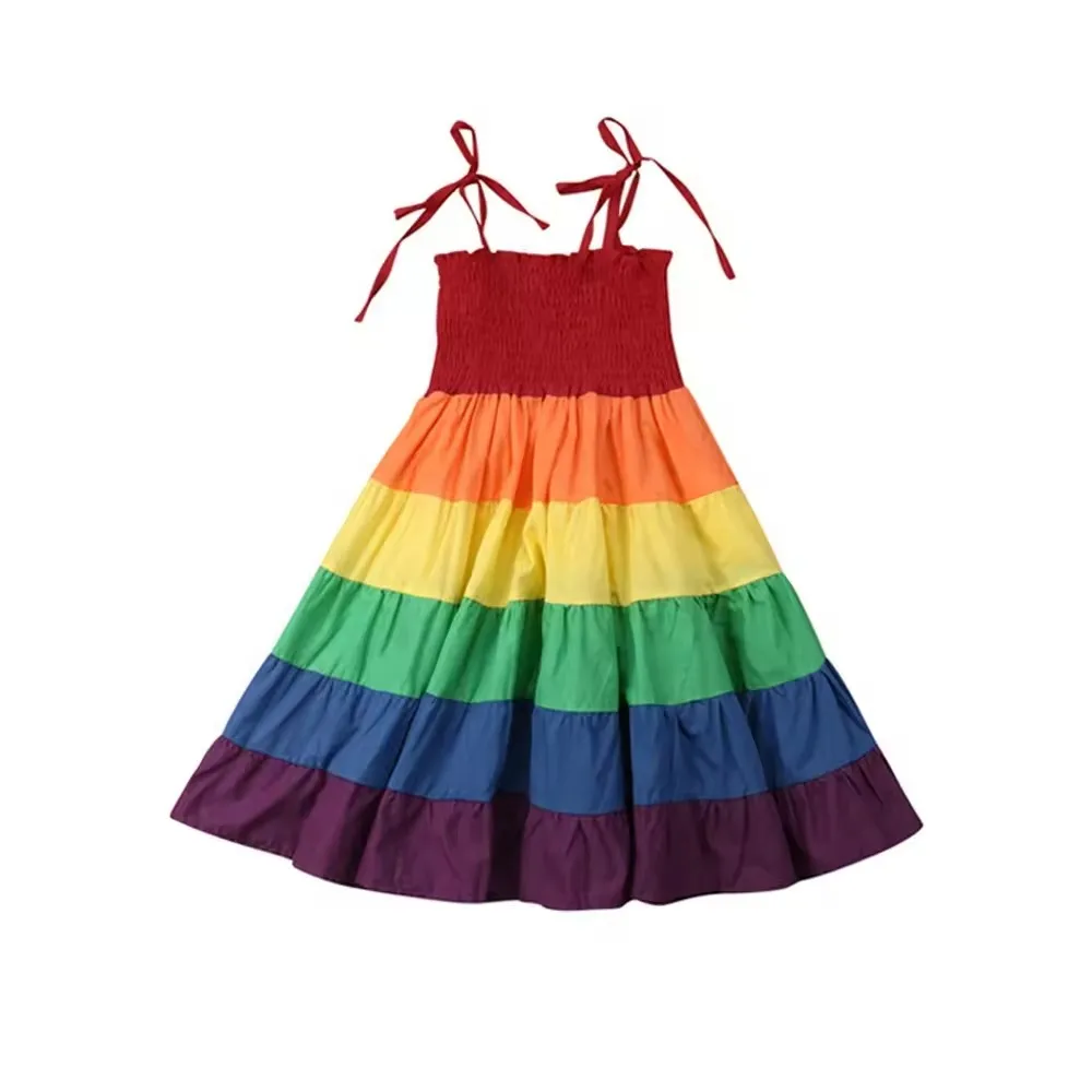 kids rainbow dress cheap wholesale 0-12 T girls`s dress for girls summer cotton dresses