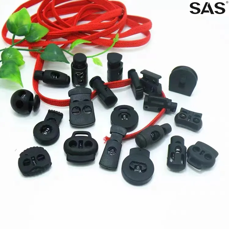 SAS Factory Direct Supply Customized Logo Size Transparent Black Colorful Plastic Cord Lock Stopper
