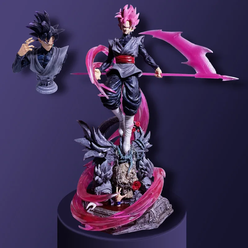 49CM Anime Dragon Balls Cosplay Super Son Pink Goku Super Saiyan Rose Son  double head Pvc Action Figures Collectible Model