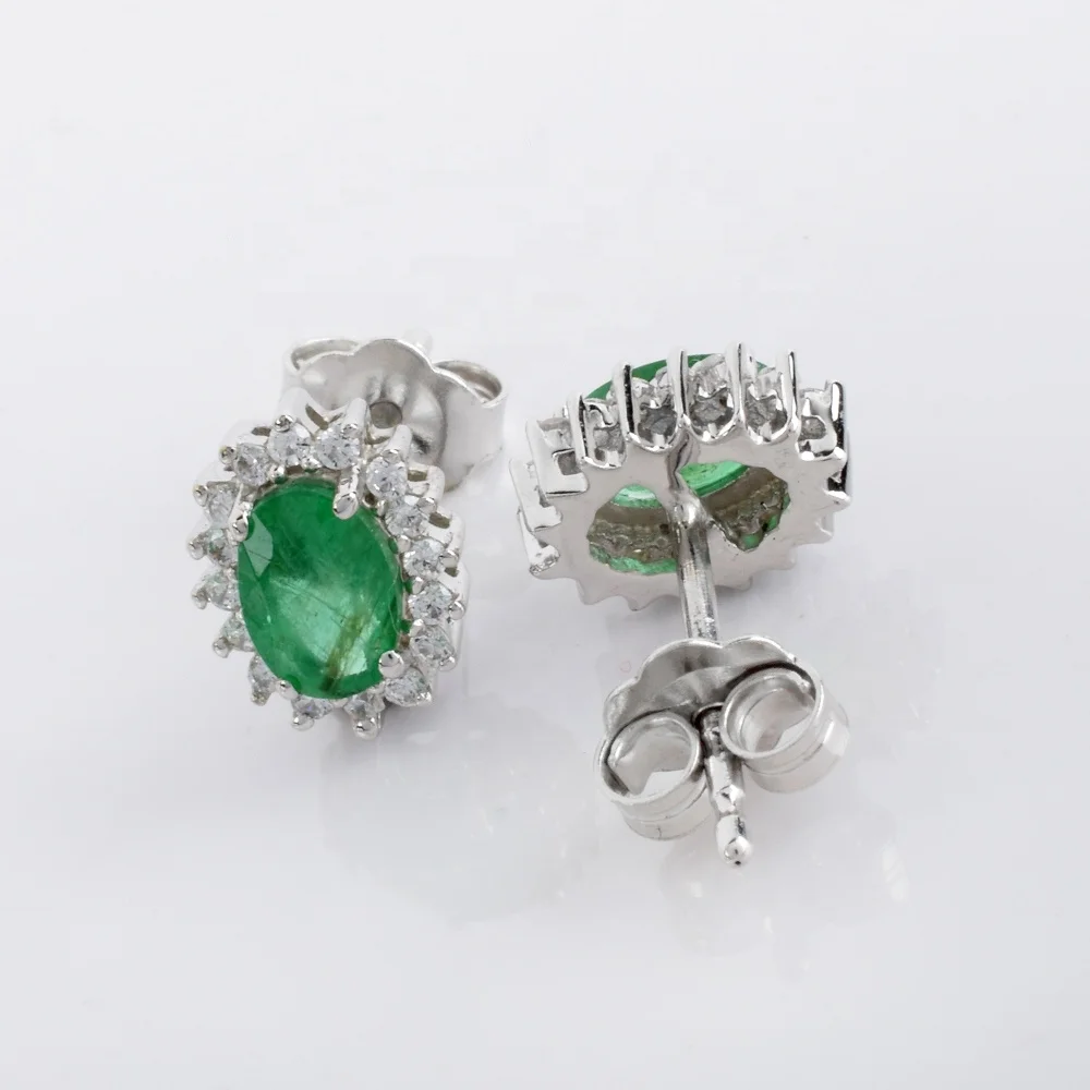 Handmade 925 Sterling Silver Earrings 18K Gold with Best Quality Colored Emerald Designed for Working Women