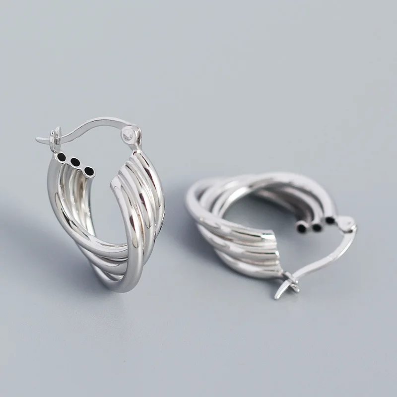 Chunky Twisted Gold Plated 925 Earrings Bold Rope Hollow Thick Small Hoops Earrings