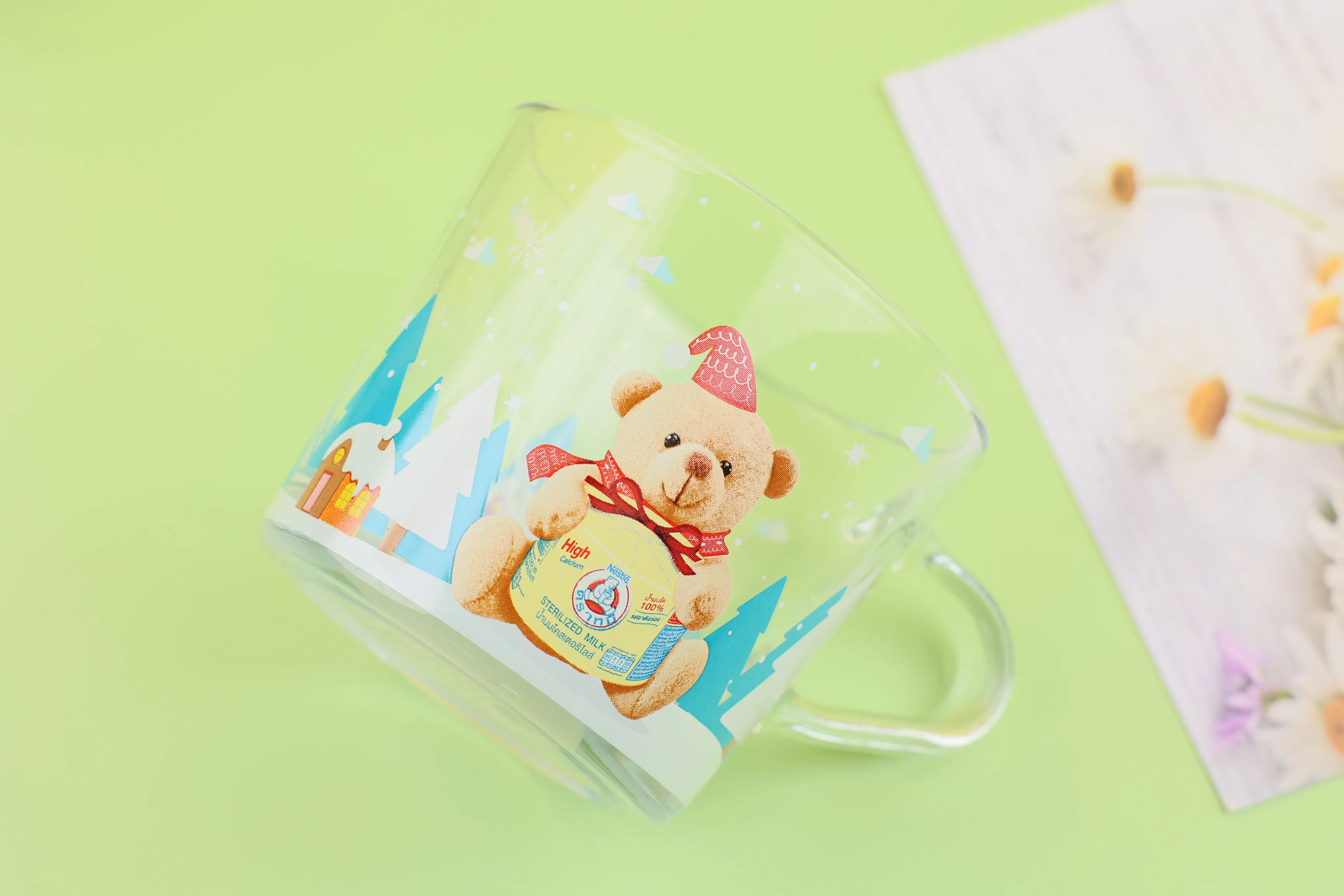 Coffee Mugs Glass Sublimation Bear 11 Oz Beer Wholesale DIY Clear Cup with Handle for Milk Juice F&N Beverage