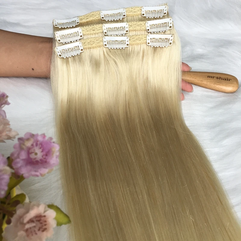 Wholesale Clip In Hair High Quality Double Drawn 100% Indian Clip In Extensions Human Hair Remy Clip In