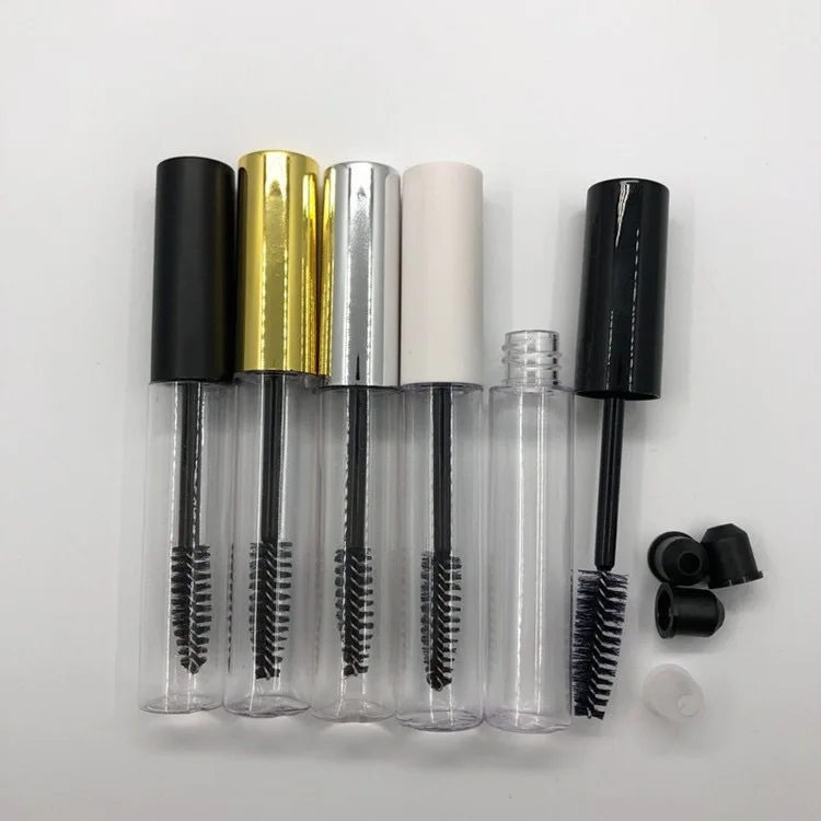 Empty 10ml Cosmetic Mascara Container with Lid Plastic Mascara Eyelash Tube Lipstick Tube with Brush