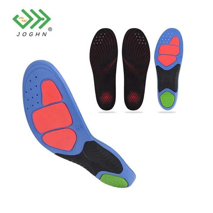 JOGHN Removable Customized Pu Gel Polypropylene Running Gel Insoles Pu Sport Insole Poron Insole