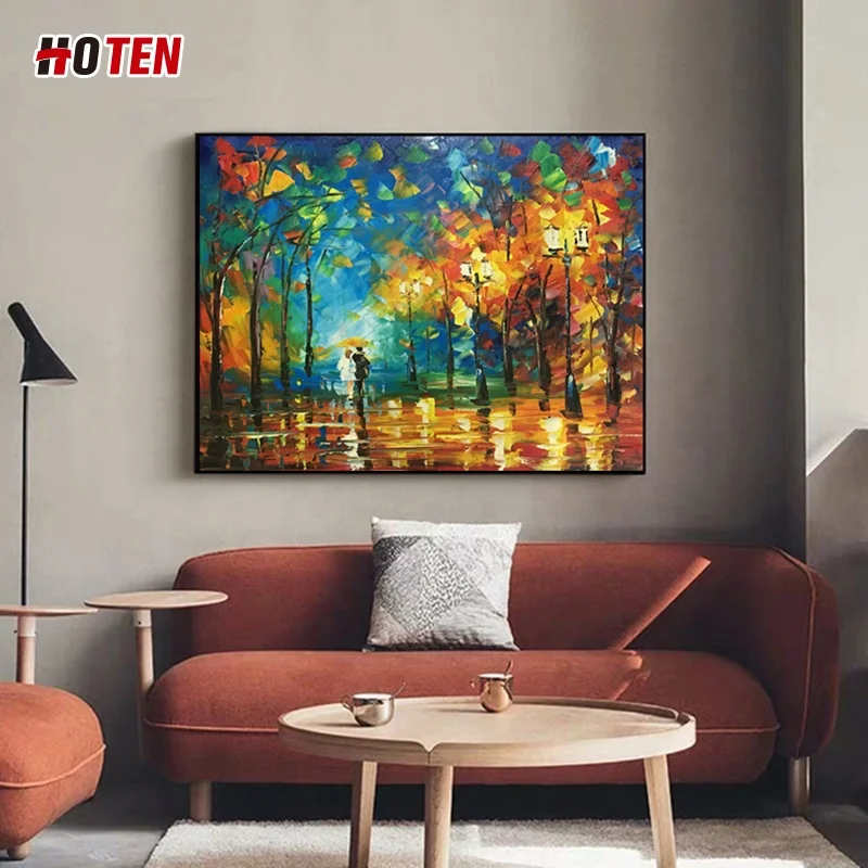 abstract red tree scenery and couple oil painting pure hand painted wall art home decor picture large framed oil painting