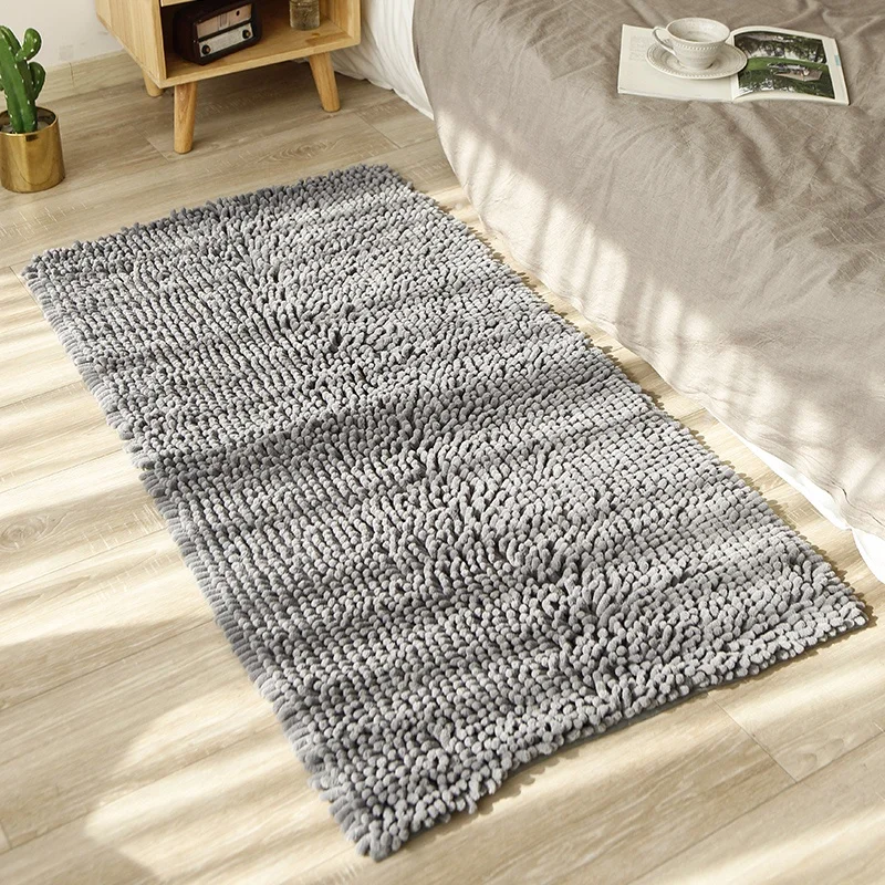 New Arrival Modern Rug Soft Chenille Bath Mat Tuftied Rug Solid Color Absorbent Bath Mat Non-slip Mat