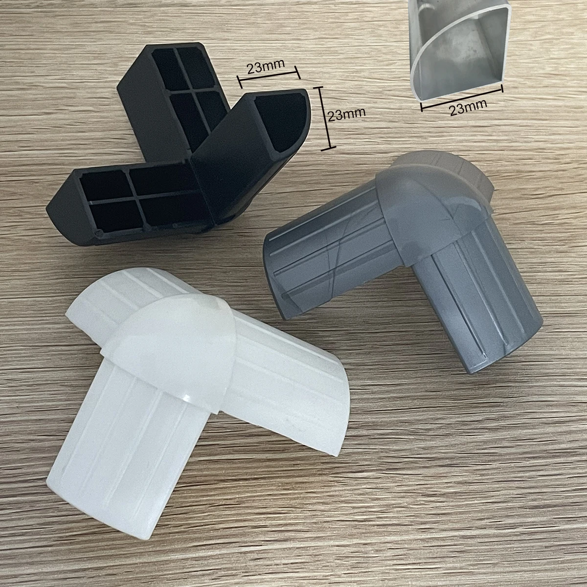 23mm ABS plastic showcase corner connector information exhibition desk bracket connect-it corner joiners  for aluminium Profile