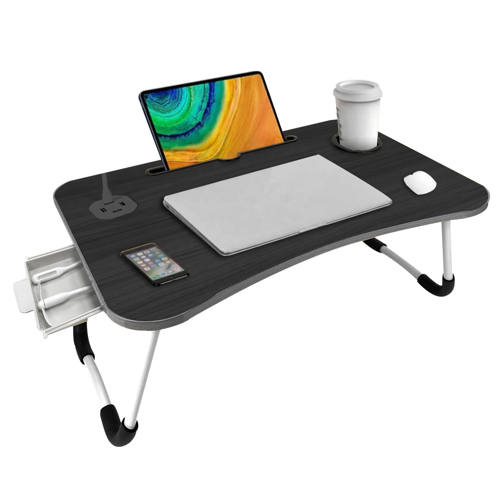 Factory Direct Sales  Wooden Folding Laptop Table Bedroom Computer Desk Indoor Office Home Furniture Folding Laptop Table