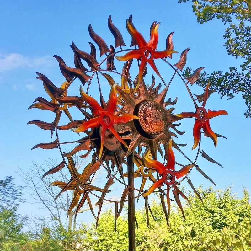 outdoor sun decor metal wind spinners for yard and garden wholesale