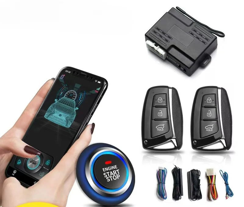 Factory wholesale car general mobile phone Bluetooth control car one key start keyless entry remote start one-way alarm