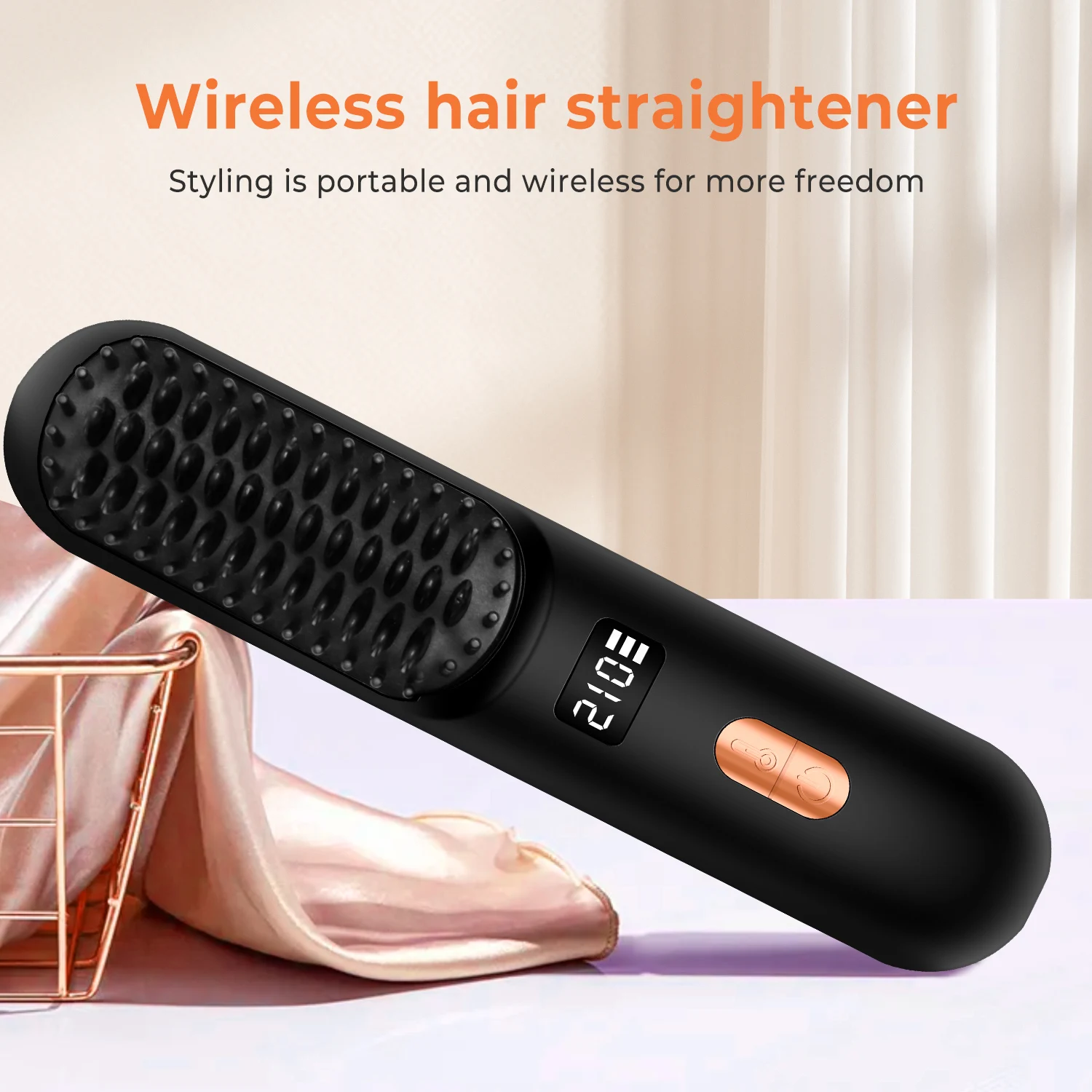 Rechargeable Hair Straightener Negative Ion Heating Brush Wireless Beard Straightener Comb
