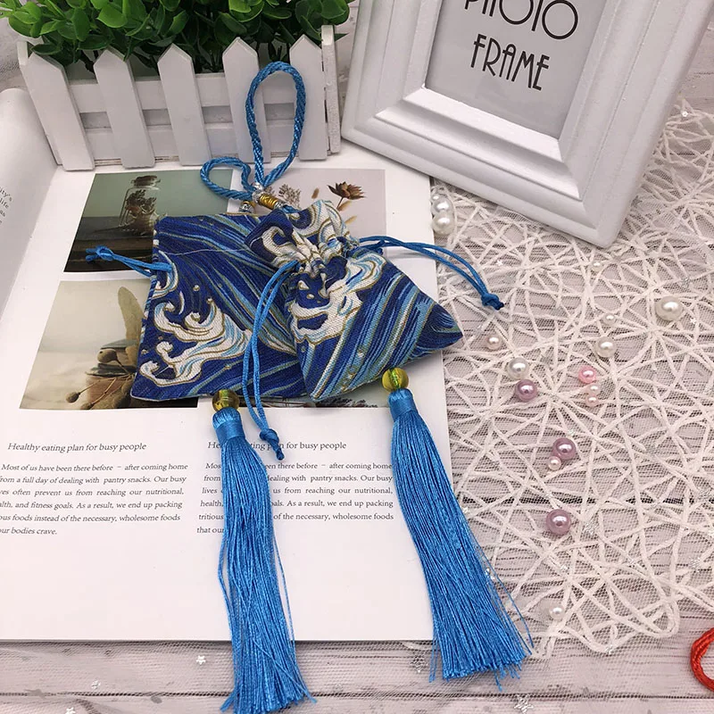 Ancient Style Carry-On Han Chinese Costume Accessories Empty air Sachets With Tassels Satin Silk Jewelry Drawstring Pouch