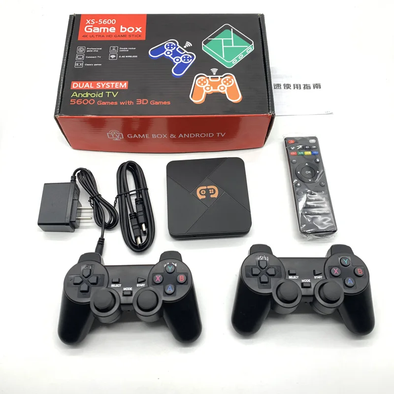 Custom 2.4 G Padora Gamebox 4K HD Android TV Magic XS 5600 Retro Game Box 3D Arcade Games Machine for GBA N64