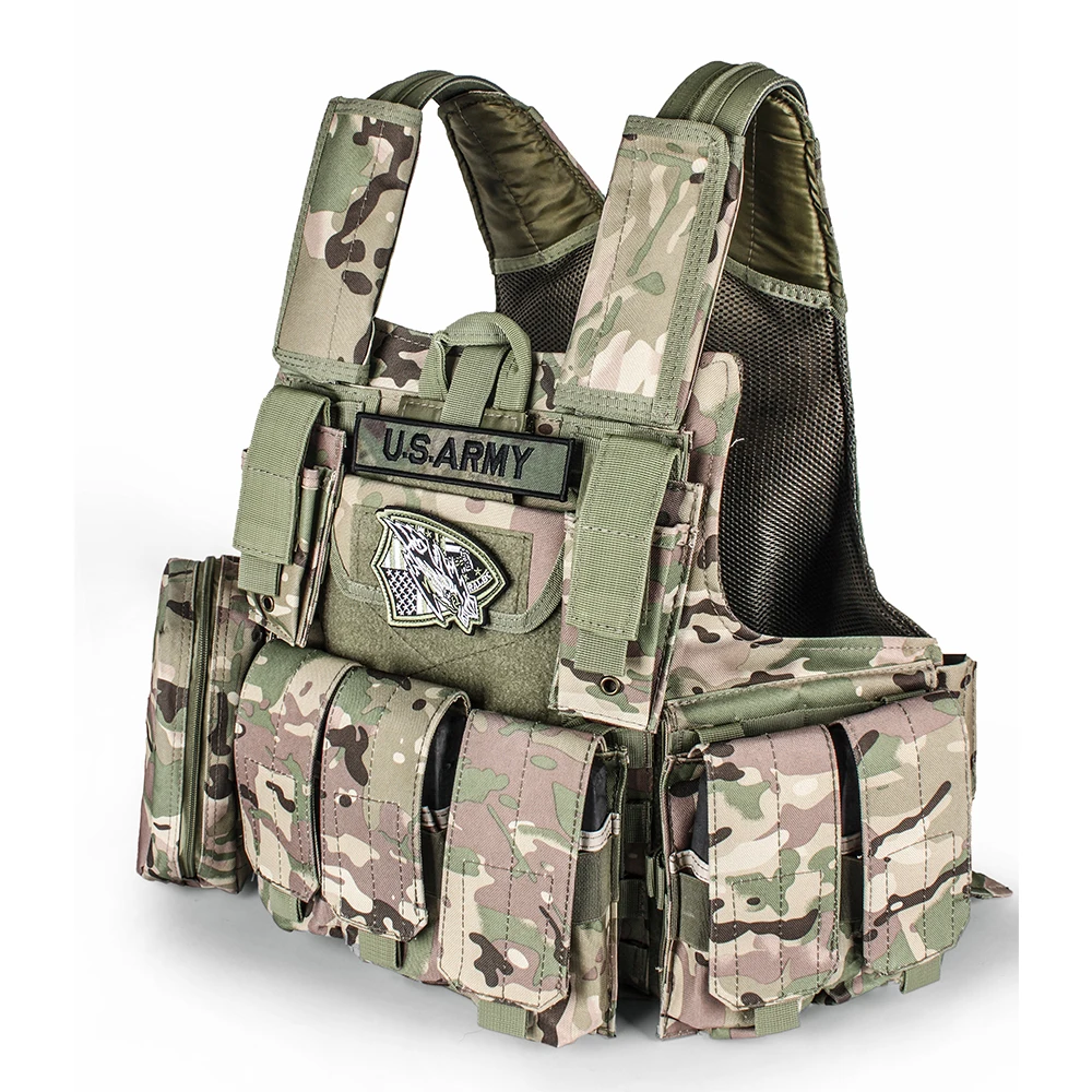 Многофункциональный Регулируемый военный сверхпрочный жилет SABADO, камуфляжный боевой жилет, Тактический штурмовой жилет с несколькими карманами