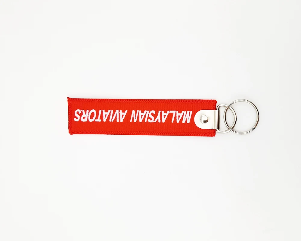 Newest Custom Lanyard Fabric Keychain Move Flight  Embroidery Key Chain Crew Embroidered jet Key Tag For Car Motorcycle