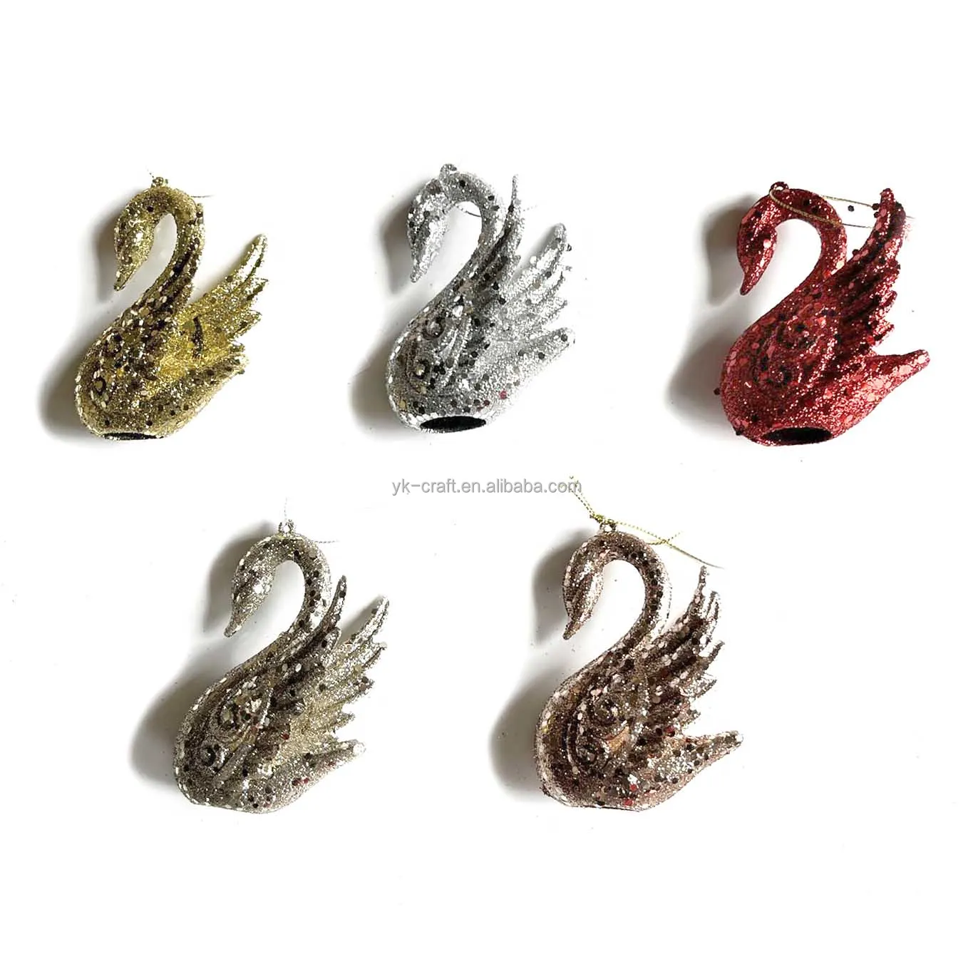 Factory Direct Swan Hanging Decor Artificial Plastic Wing Pendants Ornament Glitter Christmas Tree Ornaments