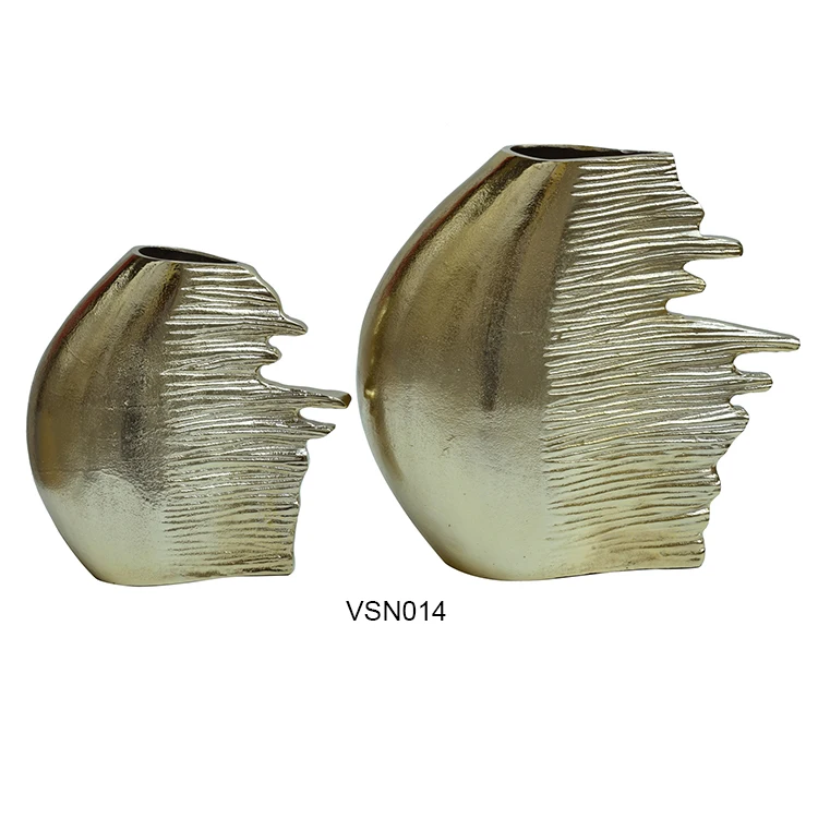 wholesale home decor tabletop chinese centerpiece shiny gold aluminum flower vase