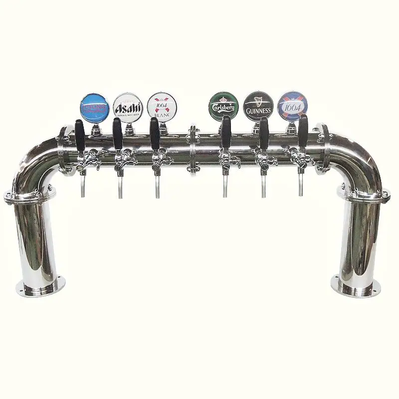 Quality 6 tap Stainless Steel U draft Beer Font Column for Kegerator Equipment Beer Faucet Tower Beer Wine Dispenser
