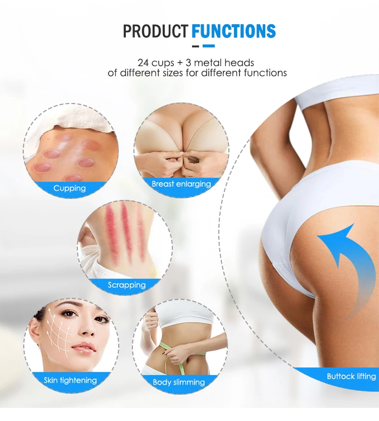 24 cups buttock vacuum butt lift machine buttock enlargement breast enhance cupping therapy body massage machines