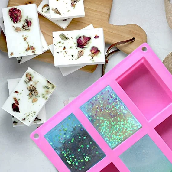 Custom Diy Silicone Soap Mold Handmade Craft 3d Soap Mold 6 Cavity Flower Shape Lifelike Square Soap Silicone Mold