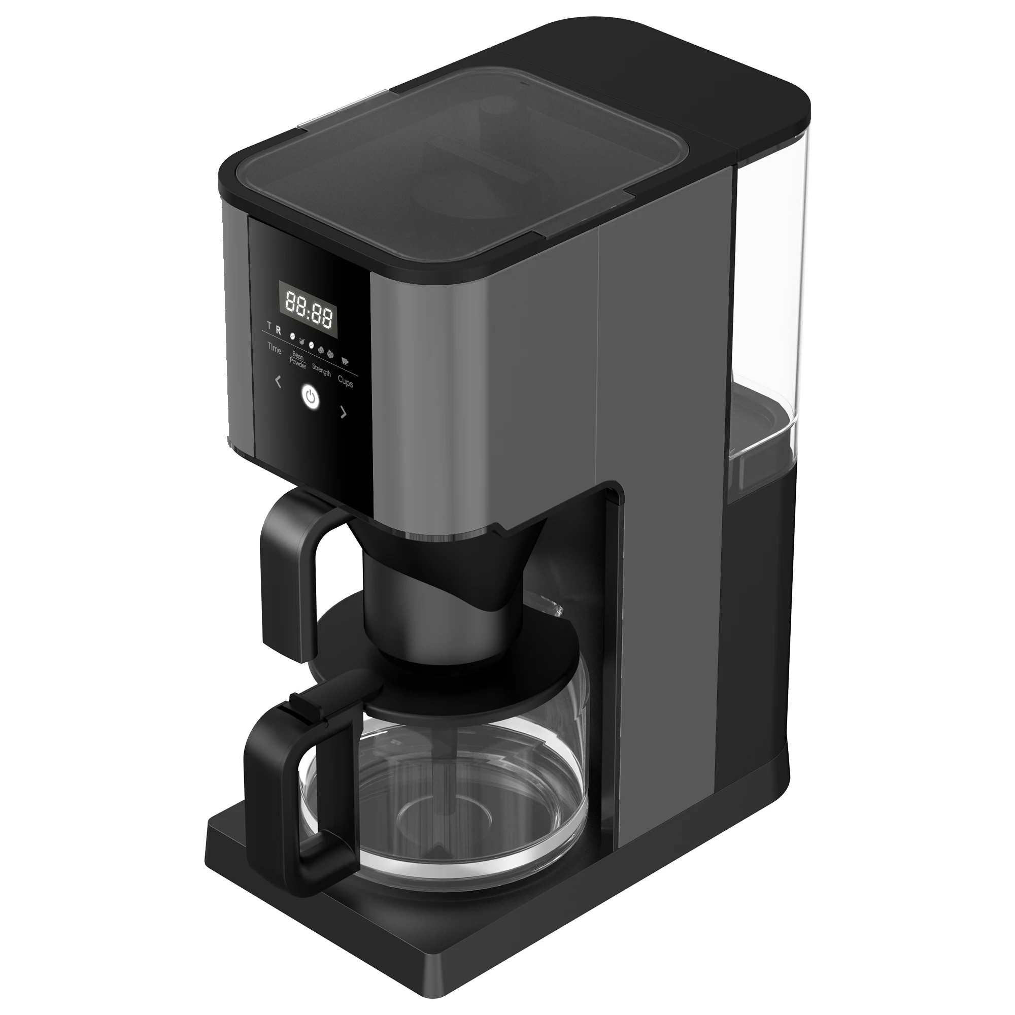 Professional Fully Automatic 1.25L 10cups bean powder dual-purpose Grinder Drip coffee maker Machine