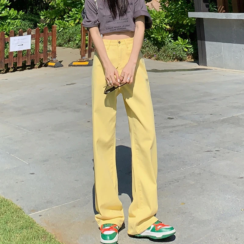 New Women Loose High waist sexy Straight Jeans Wide leg pants Comfortable Stylish Female Casual Denim Trousers