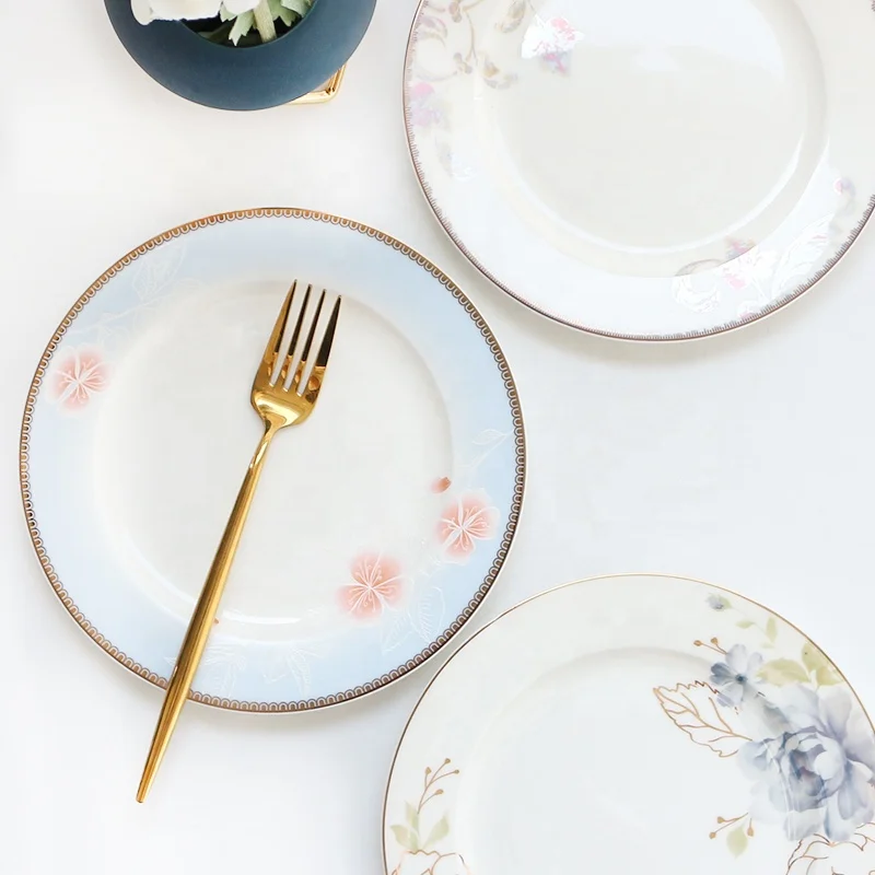 china supplier fine bone china dishes & plates gold rim porcelain dinner plate