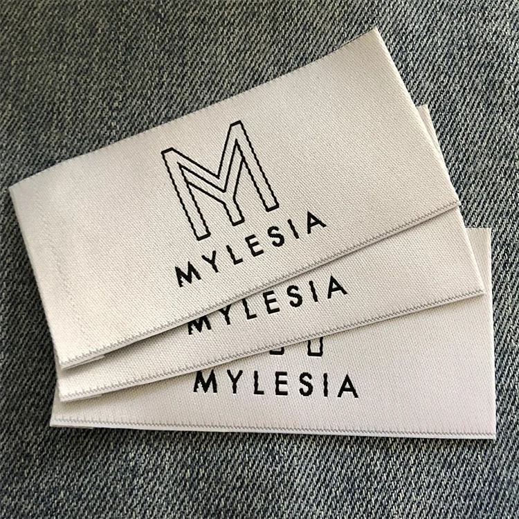 Organic Cotton Fabric Clothing Garment Silk Screen Cotton Printed Woven Tag Labels For Clothes