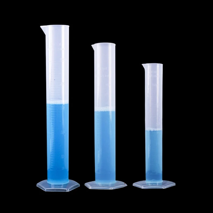 Laboratory graduated measuring cylinder plastic hexagonal base