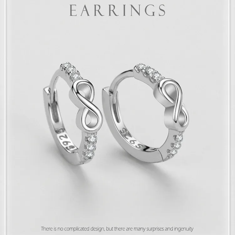 Fashion Jewelry Ladies 925 Silver Earrings Infinity Classic High End Zircon Earrings For Women