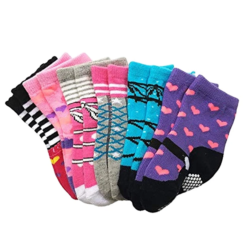 cotton tube socks for young girls kids anti slip  cute cartoon crew socks custom design wholesale