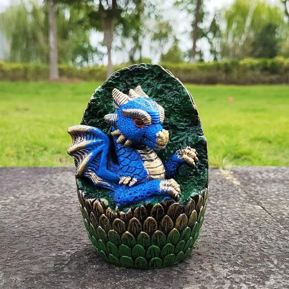 Collectible Figurines Gifts Home Decoration Baby Dragon Egg Statue 4.5Inch Resin Dragon Eggs