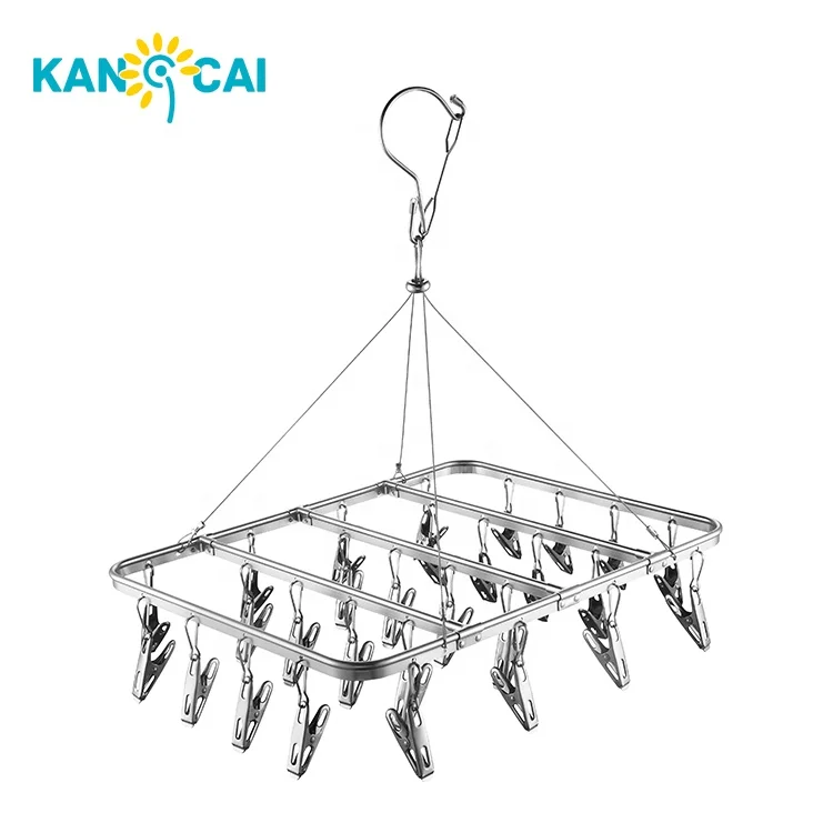 
Square metal sock hangers dryer with 28 clips 