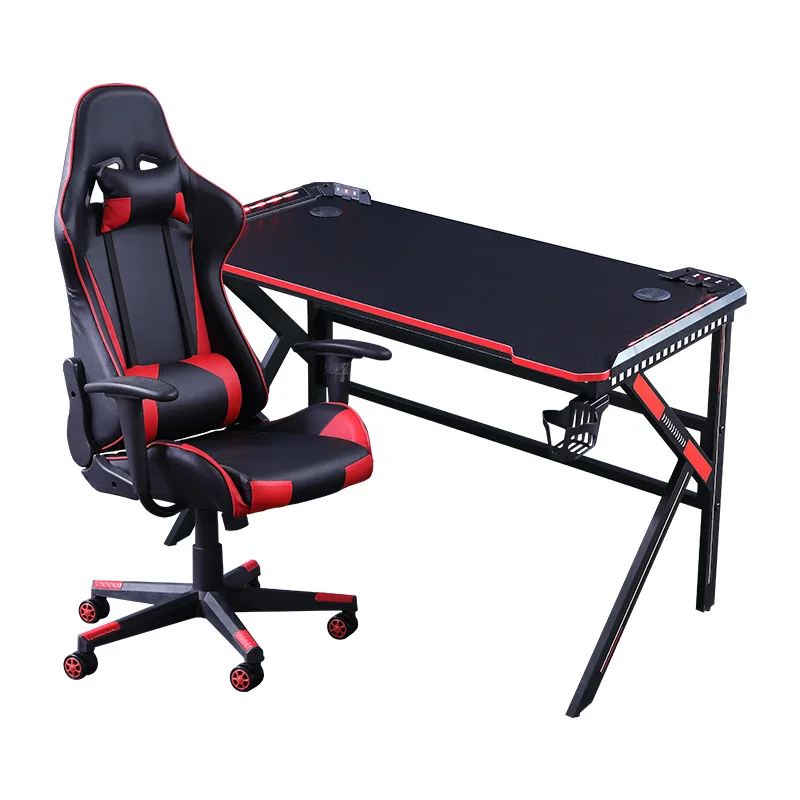 2022 New Black Ergonomic  Gaming Pc Desk Cup Holder Mechanical Home Office Gaming Desk