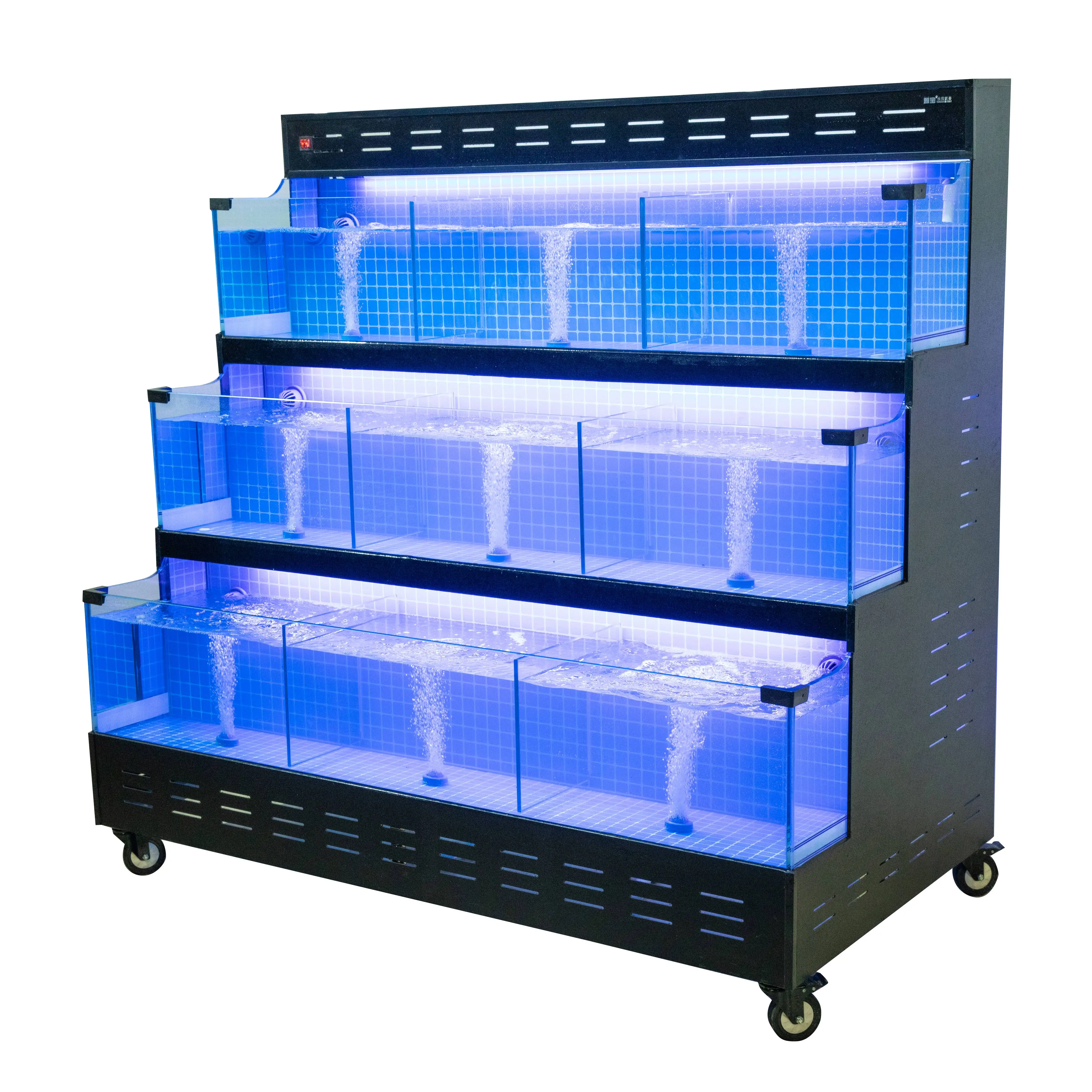 Factory price Supermarket restaurant fish/lobster/shellfish three layers live seafood display tank live aquarium systems
