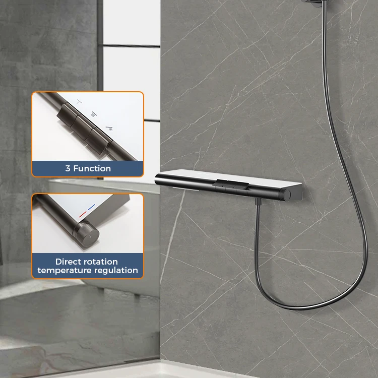 Cupc Chrome Wall Mounted Concealed Thermostatic Bathtub Bath Shower Faucets Rainfall Thermostatic Shower System