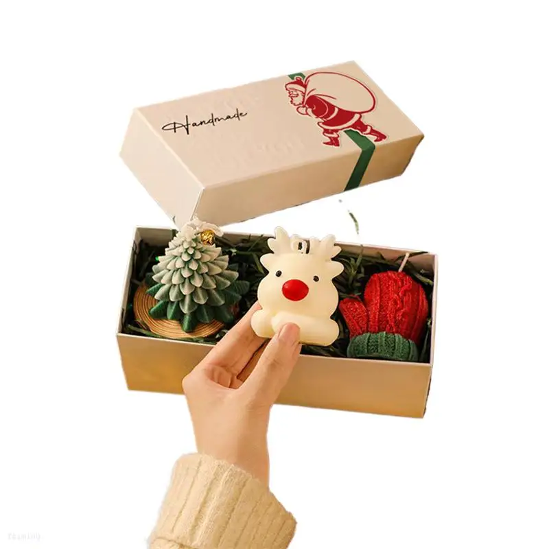 FM Wholesale Christmas handmade scented candle with hand gift tree fawn box