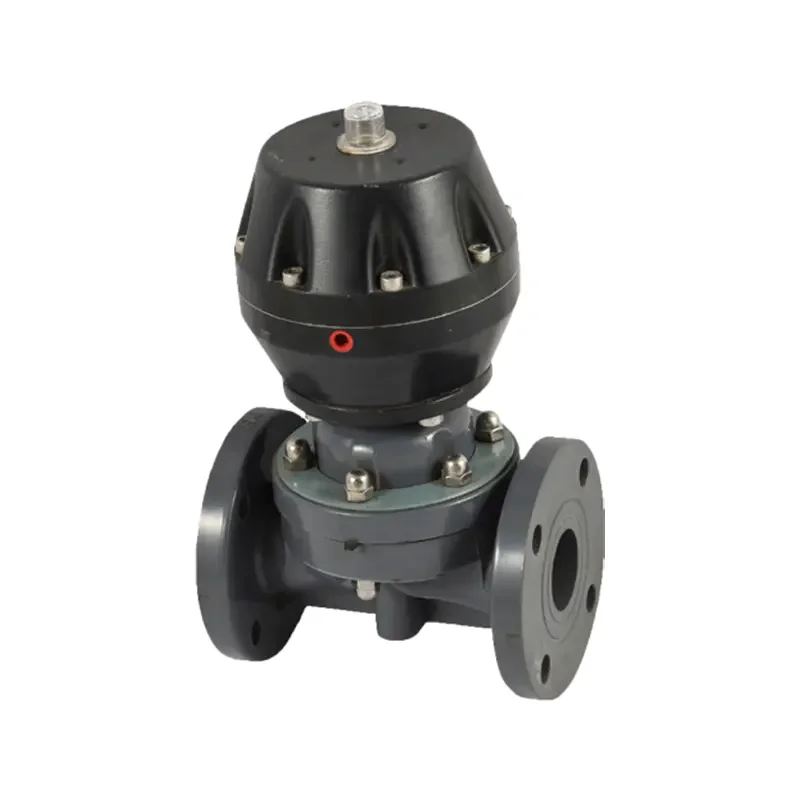UPVC CPVC PPH PVDF FRPP 2 Way DN100 Diaphragm Valve Pneumatic Plastic Flange Metal Pneumatic Actuated Diaphragm Valve