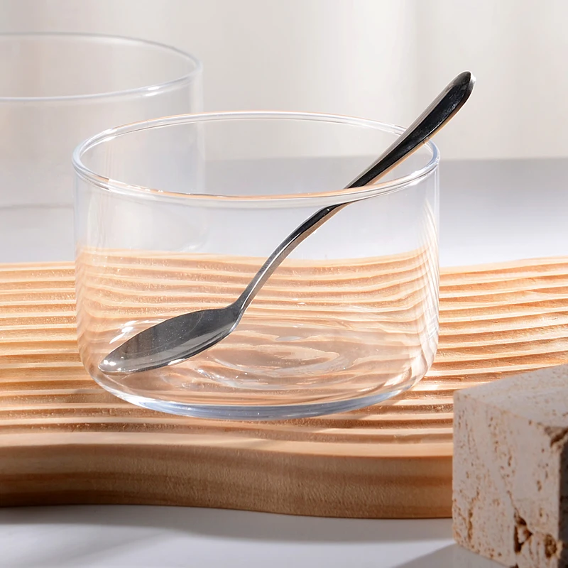 High-end bodega round tasting cup ice cream yogurt glass 250ml small glass dessert bowls