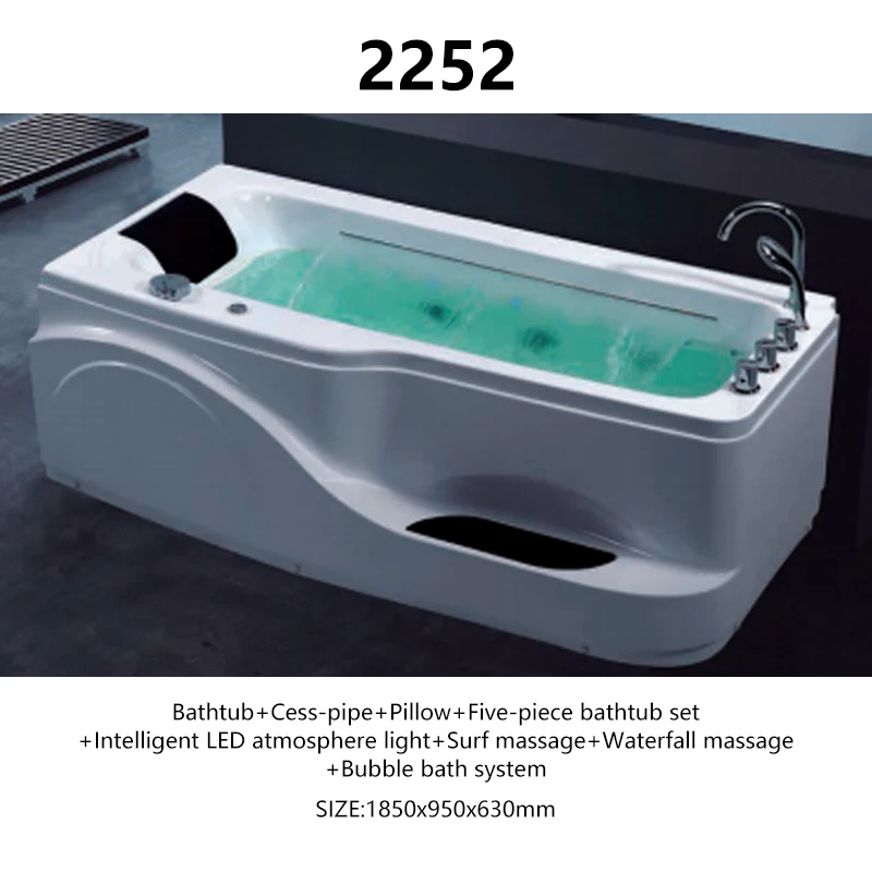 Whirlpool Waterfall Bathtub LED circular waterfall Bluetooth speaker with pillow