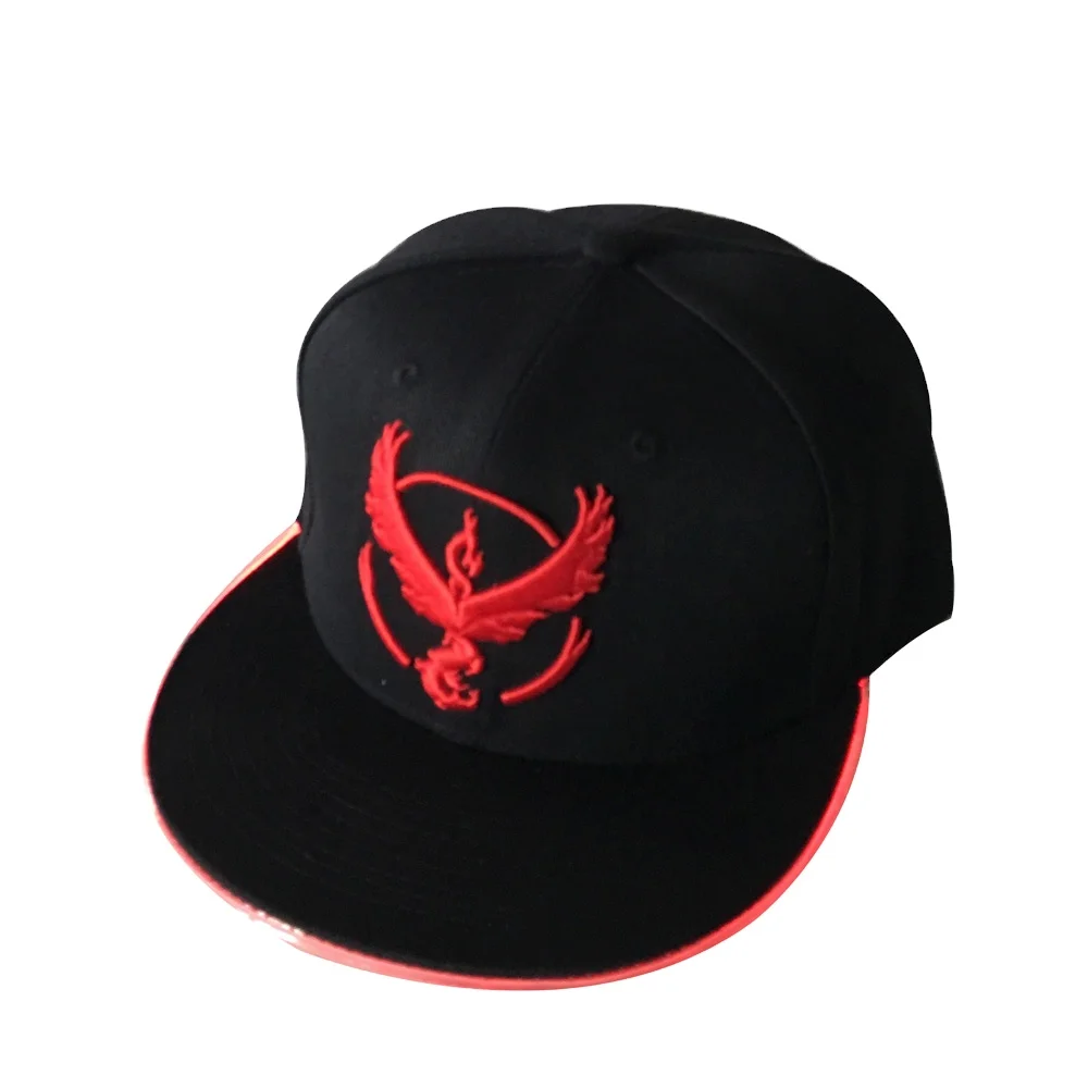 Wholesale popular game pokemon go led snapback hats 3D embroidery led hat flat brim embroidery cap