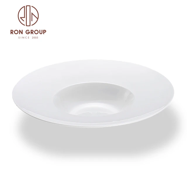 11.5 Inch Bone Hotel Wedding Deco Tableware Dishware Dinnerware White Round Porcelain Tray Pasta Salad Plates Ceramic Soup Bowl