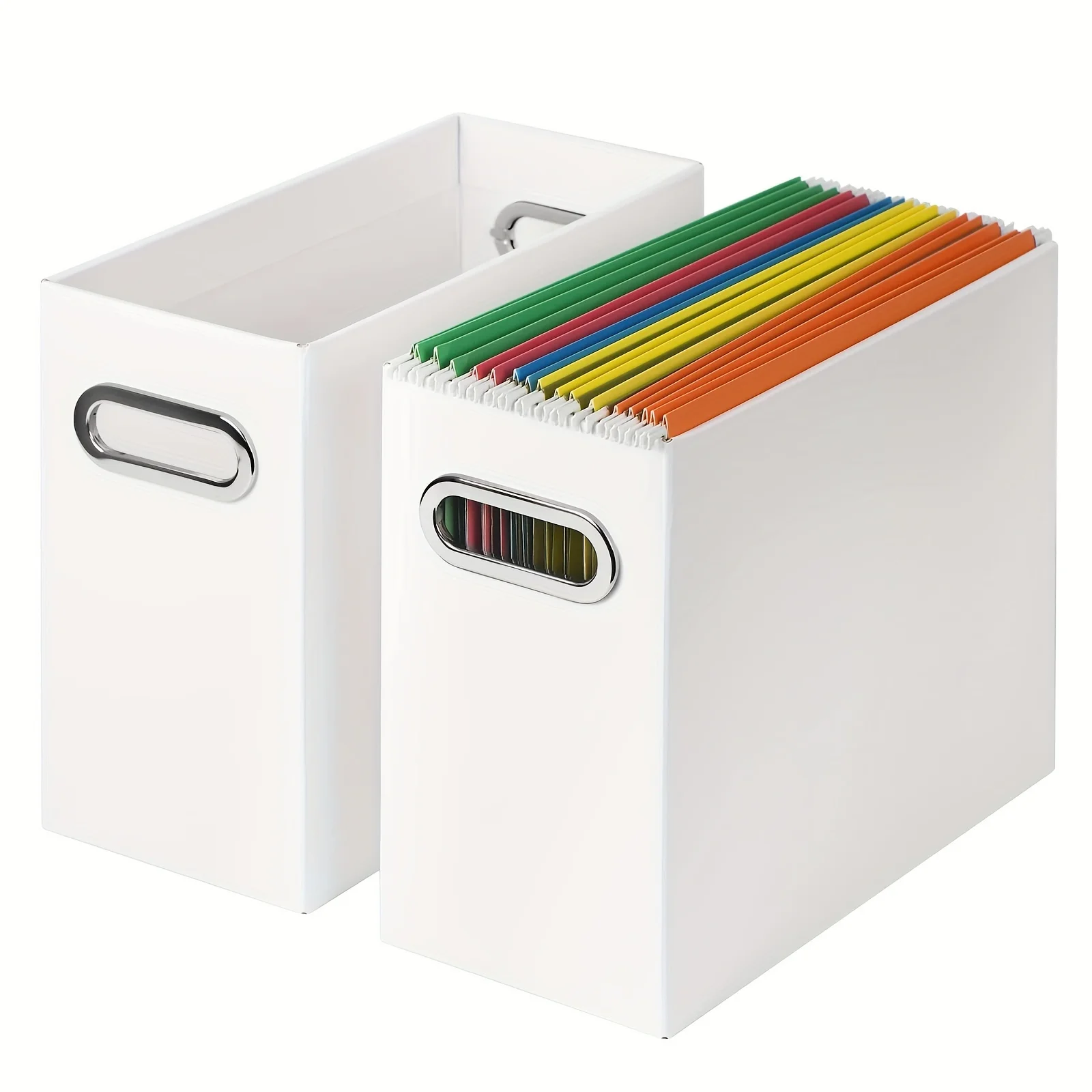 Recycled Foldable File Folder Storage Box Paper Cardboard File Archive Box with Handle for Home School Office