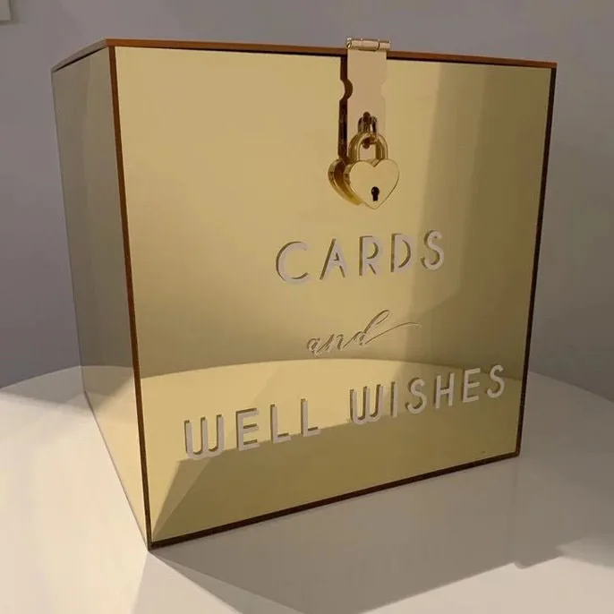 cube  acrylic mirror wishing well box for wedding