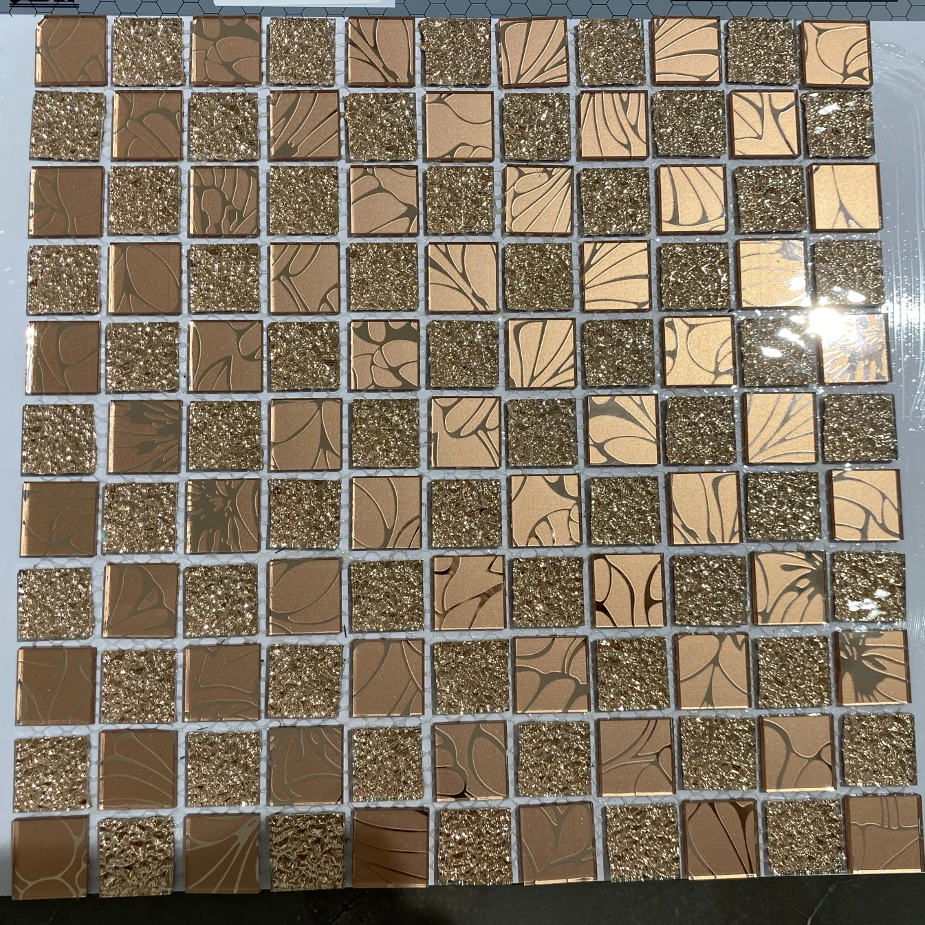 25x25mm wallpaper mesh stainless steel diy electro-plated golden rose golden silver mirror glass mosaic tile