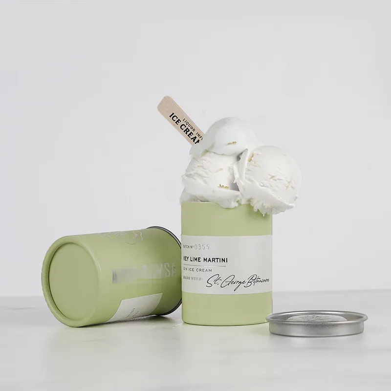 Eco Friendly Empty Round Cardboard Powder Container Ice Cream Food Paper Tube Tea Packaging With Seal Metal Lid